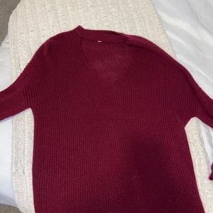 pac sun maroon neck cut out sweater